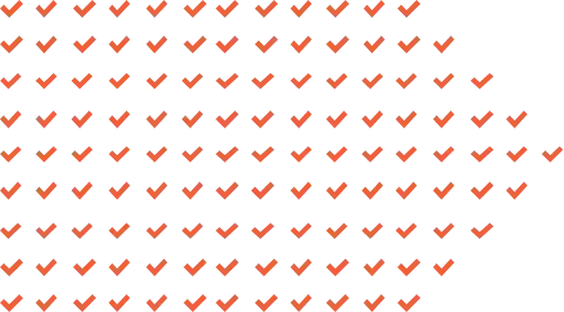 giant orange checkmarks shaping a right arrow